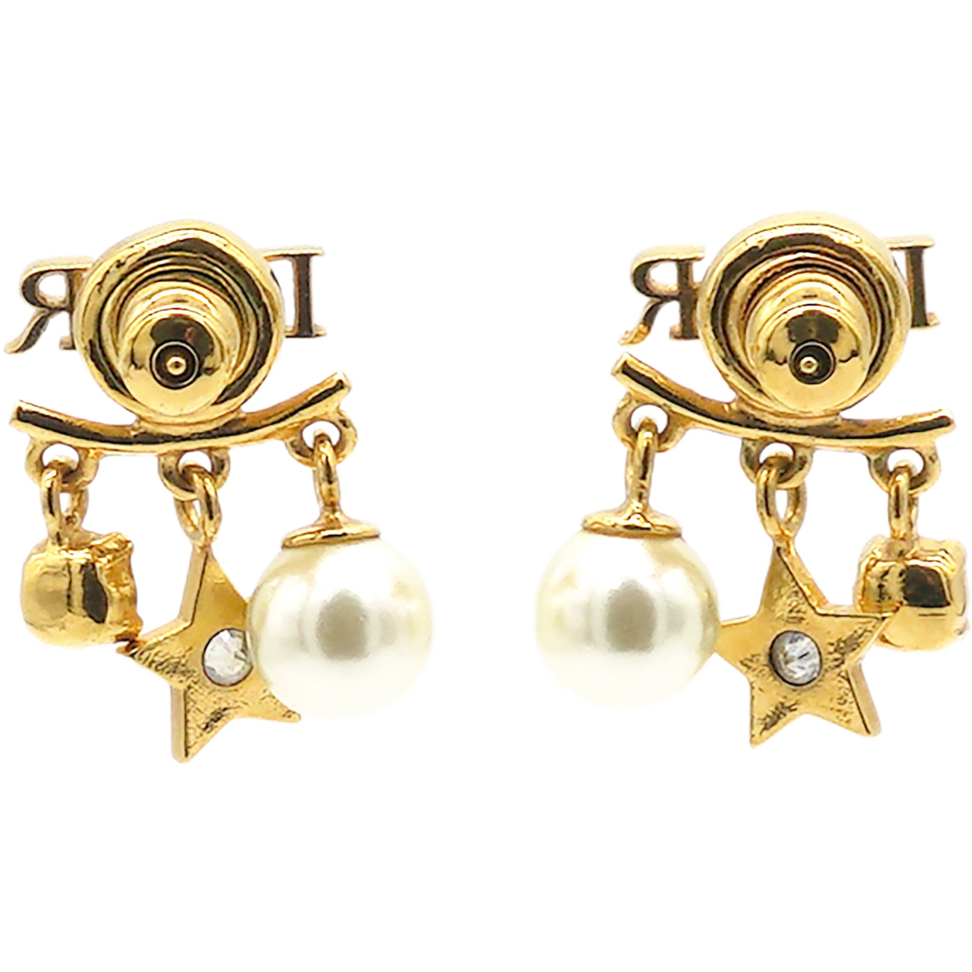 Pearl Crystal Evolution Earrings Aged Gold