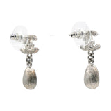 Silver Metal and Crystal CC Teardrop Earrings