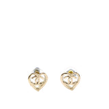 Metal CC Heart Coco In Love Earrings Gold