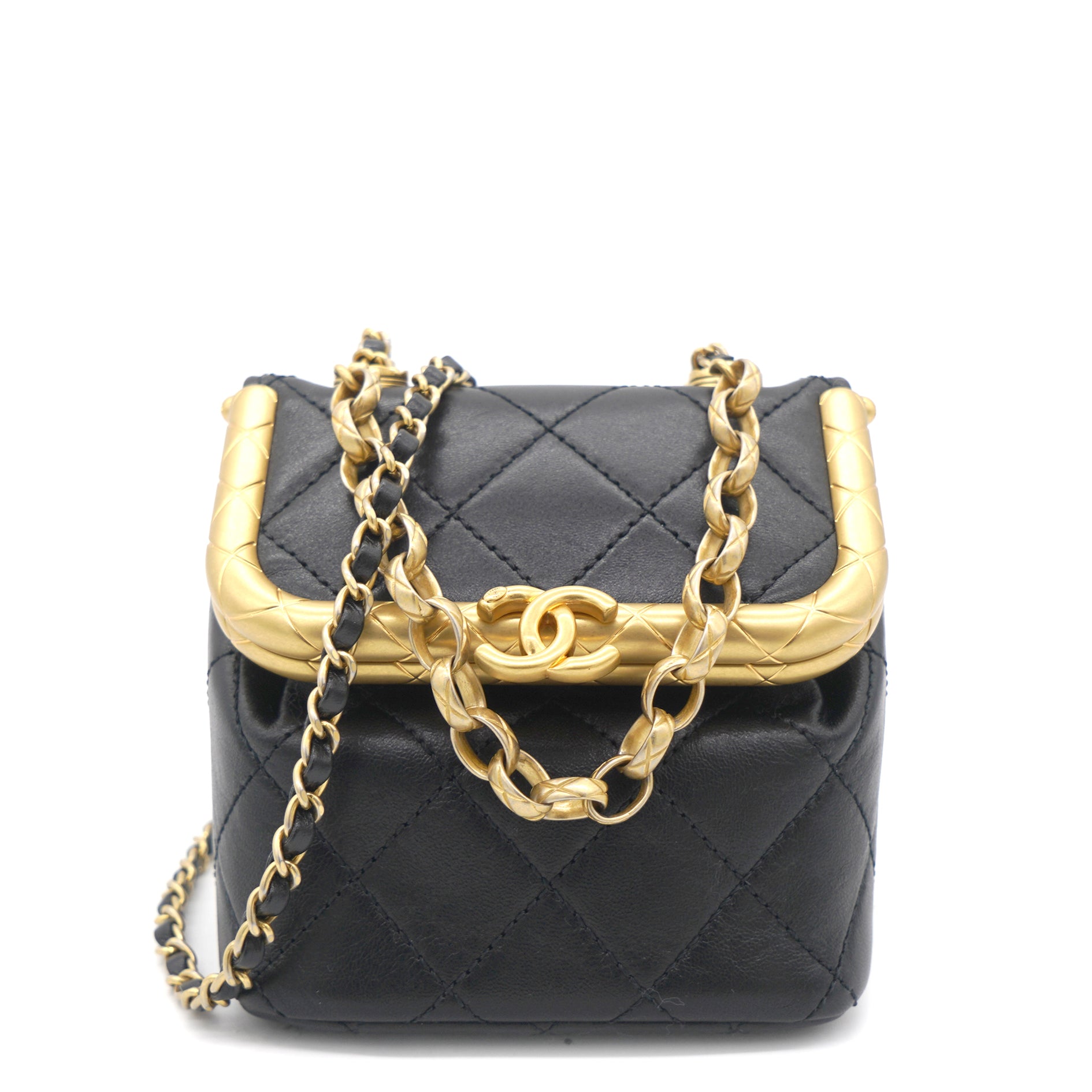 Chanel Kiss lock Clasp Bag Lambskin Black STYLISHTOP