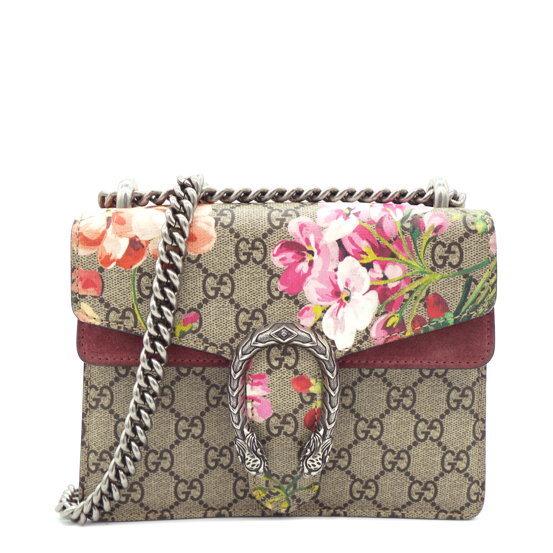 GG Marmont small floral shoulder bag in ivory and pink cotton