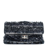 Reissue Sequin Medium Flap Bag Black/Silver