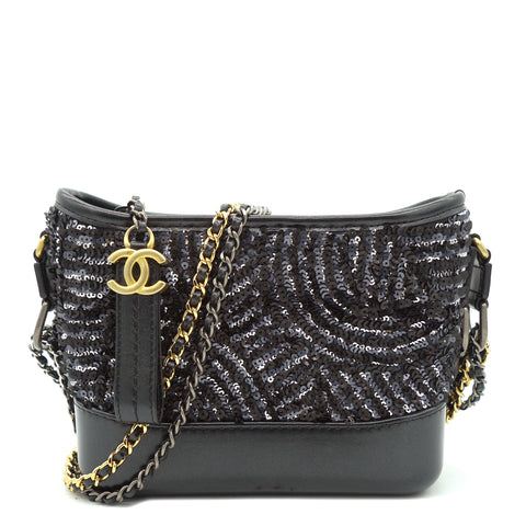 Sequins Calfskin Small Gabrielle Hobo Black