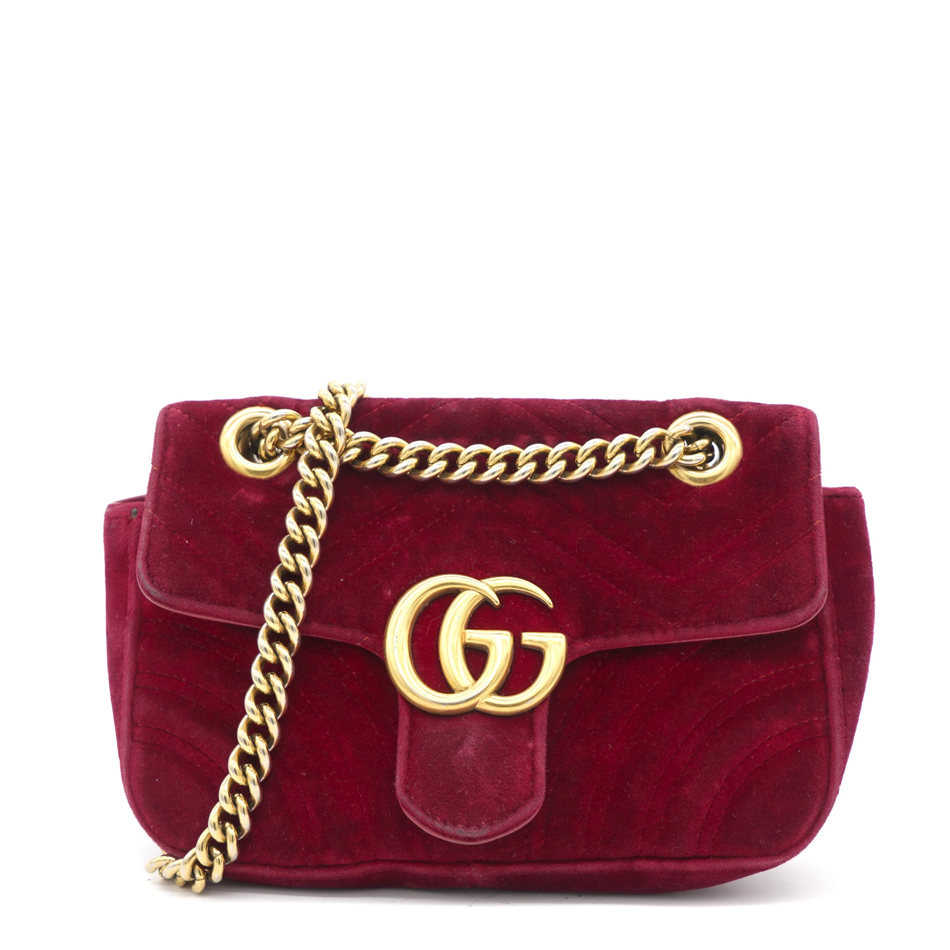 Gucci Soho Interlocking GG Red Leather Chain Flap Shoulder Bag Handbag  Italy New, Red, Medium: Buy Online at Best Price in UAE - Amazon.ae