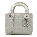 Grey Shimmering Leather Mini Lady Dior Tote