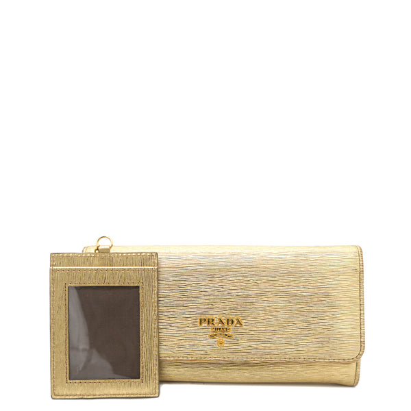 Prada Saffiano Metal Oro Chain Wallet in Metallic