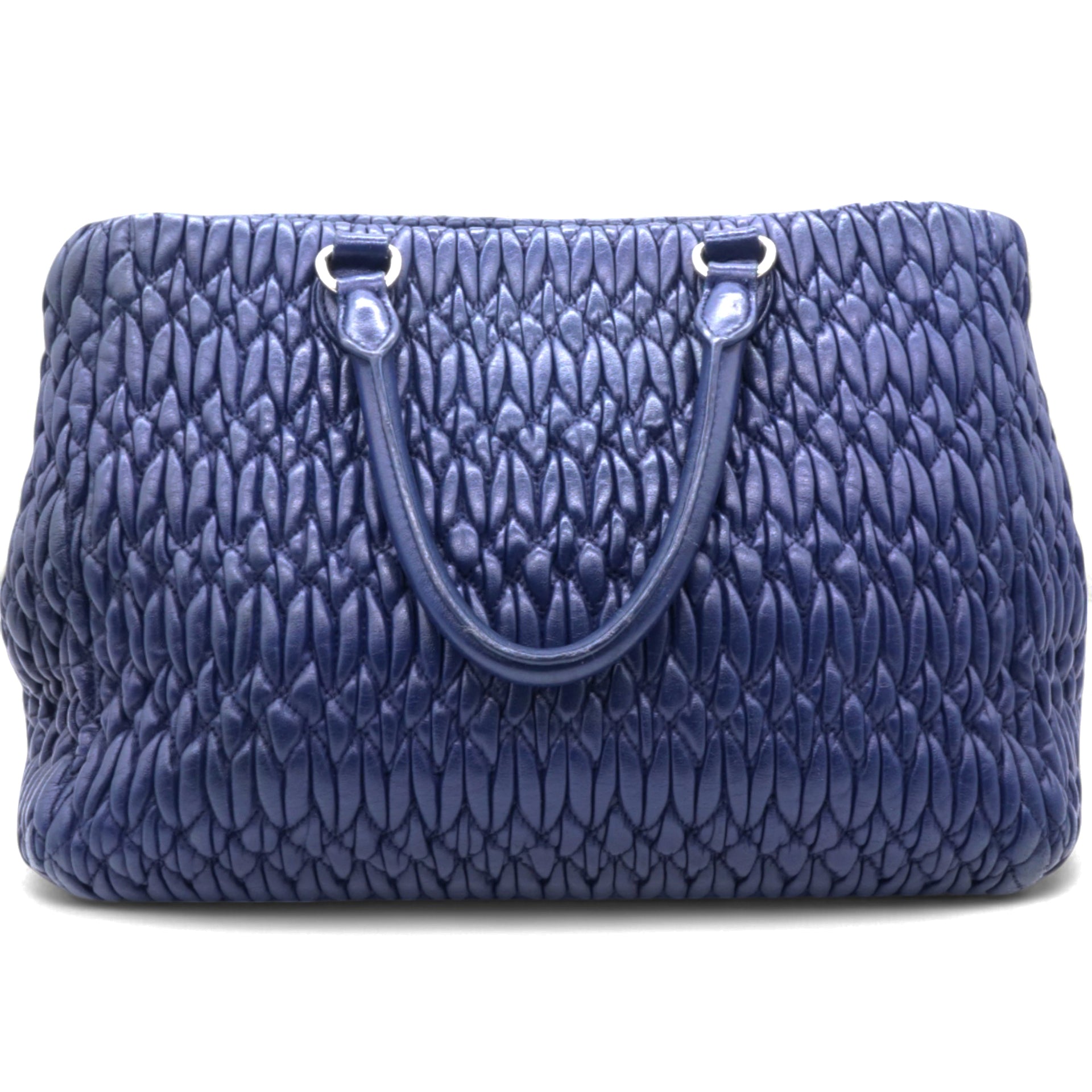 Blue Matelasse Leather Top Handle Bag