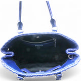 Blue Matelasse Leather Top Handle Bag