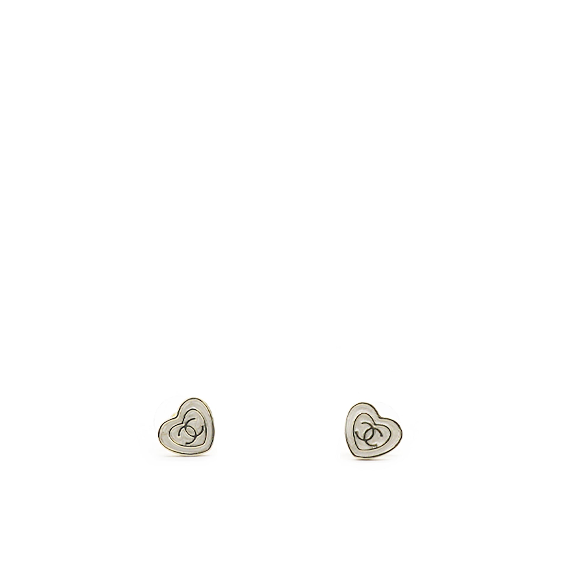 White & Gold Heart Earrings