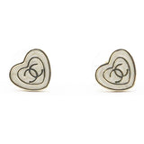 White & Gold Heart Earrings