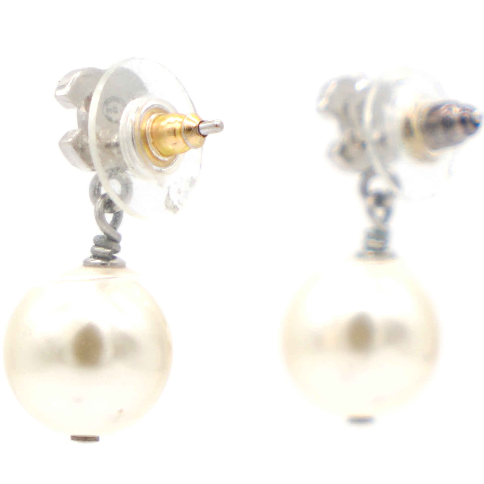 Pearl CC Drop Earrings Gold