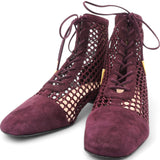 Suede Resille Naughtily-D 30mm Ankle Boots Rouge Noir Size37