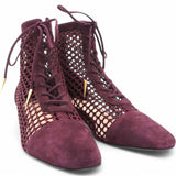 Suede Resille Naughtily-D 30mm Ankle Boots Rouge Noir Size37