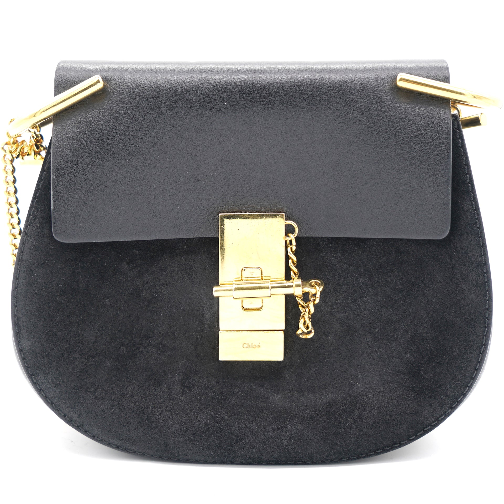 Grained Calfskin Mini Drew Shoulder Bag Black