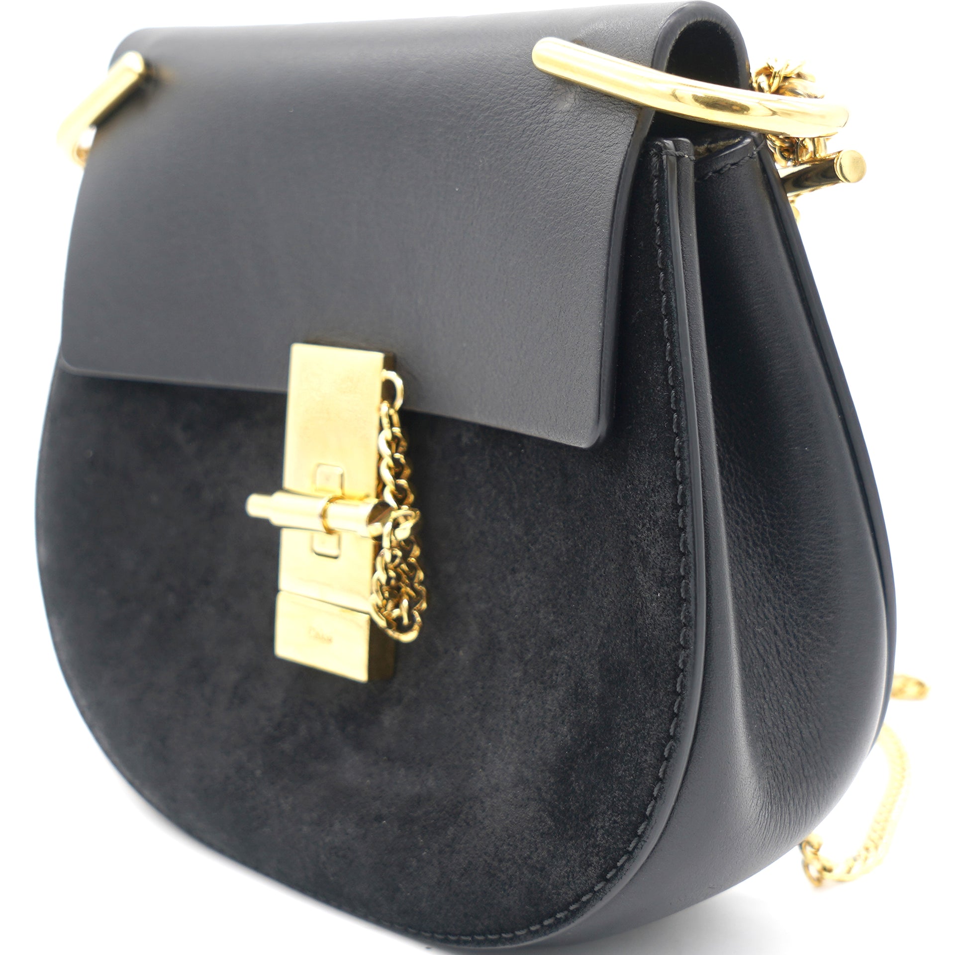 Grained Calfskin Mini Drew Shoulder Bag Black