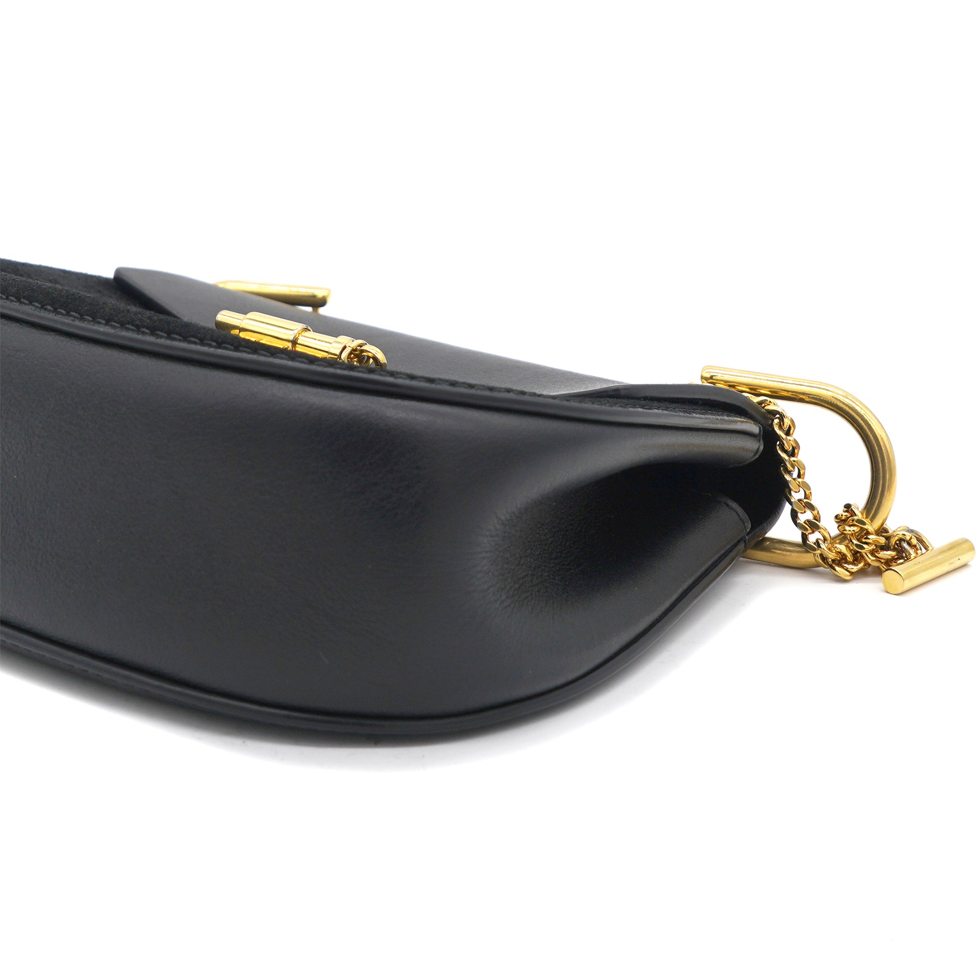 Grained Calfskin Mini Drew Shoulder Bag Black