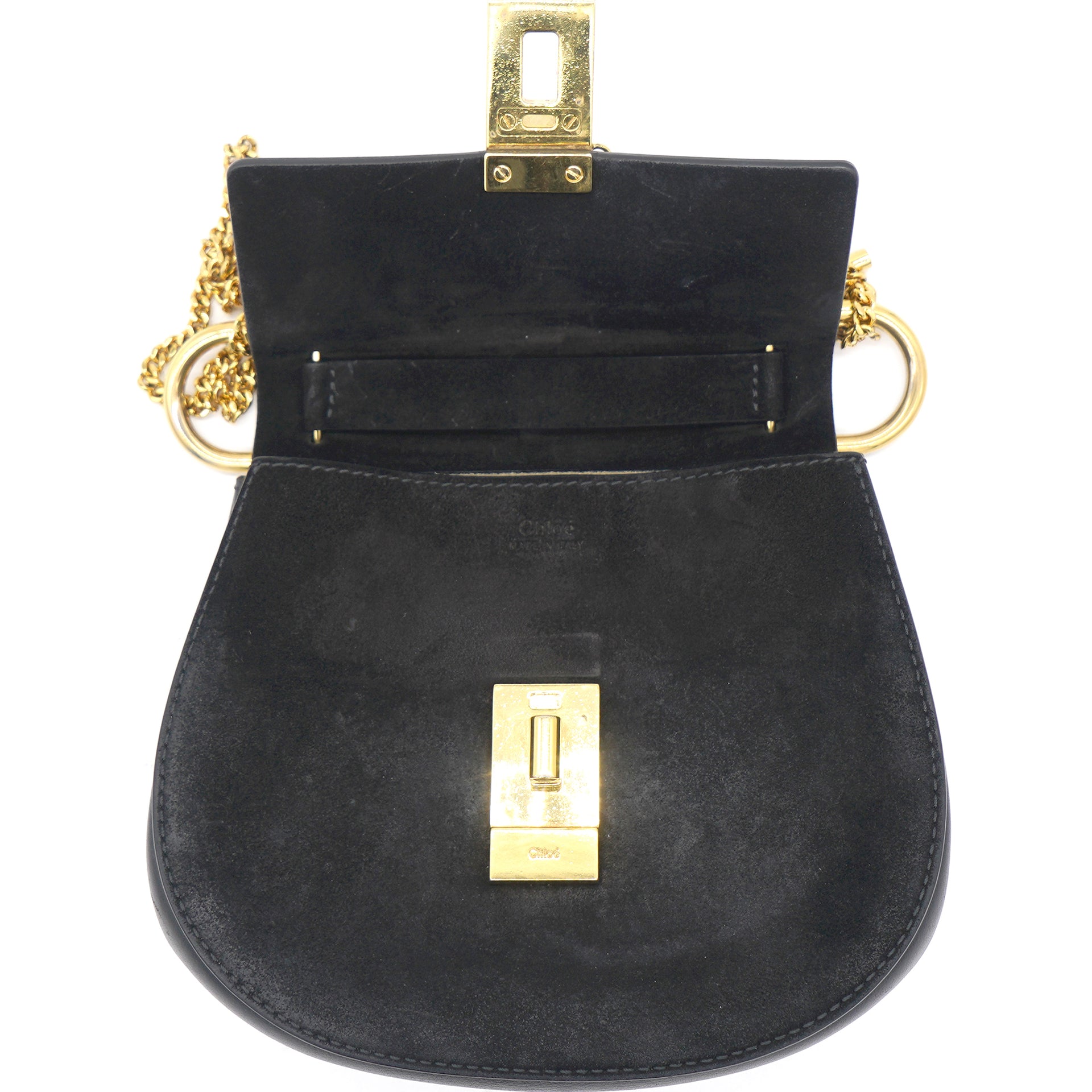 Grained Calfskin Mini Drew Shoulder Bag Black