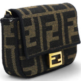 Fabric Jacquard FF 1974 Nano Baguette Charm Tobacco Moro Black