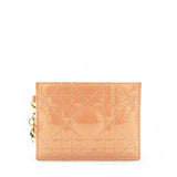 Patent Cannage Mini Lady Dior Wallet Beige