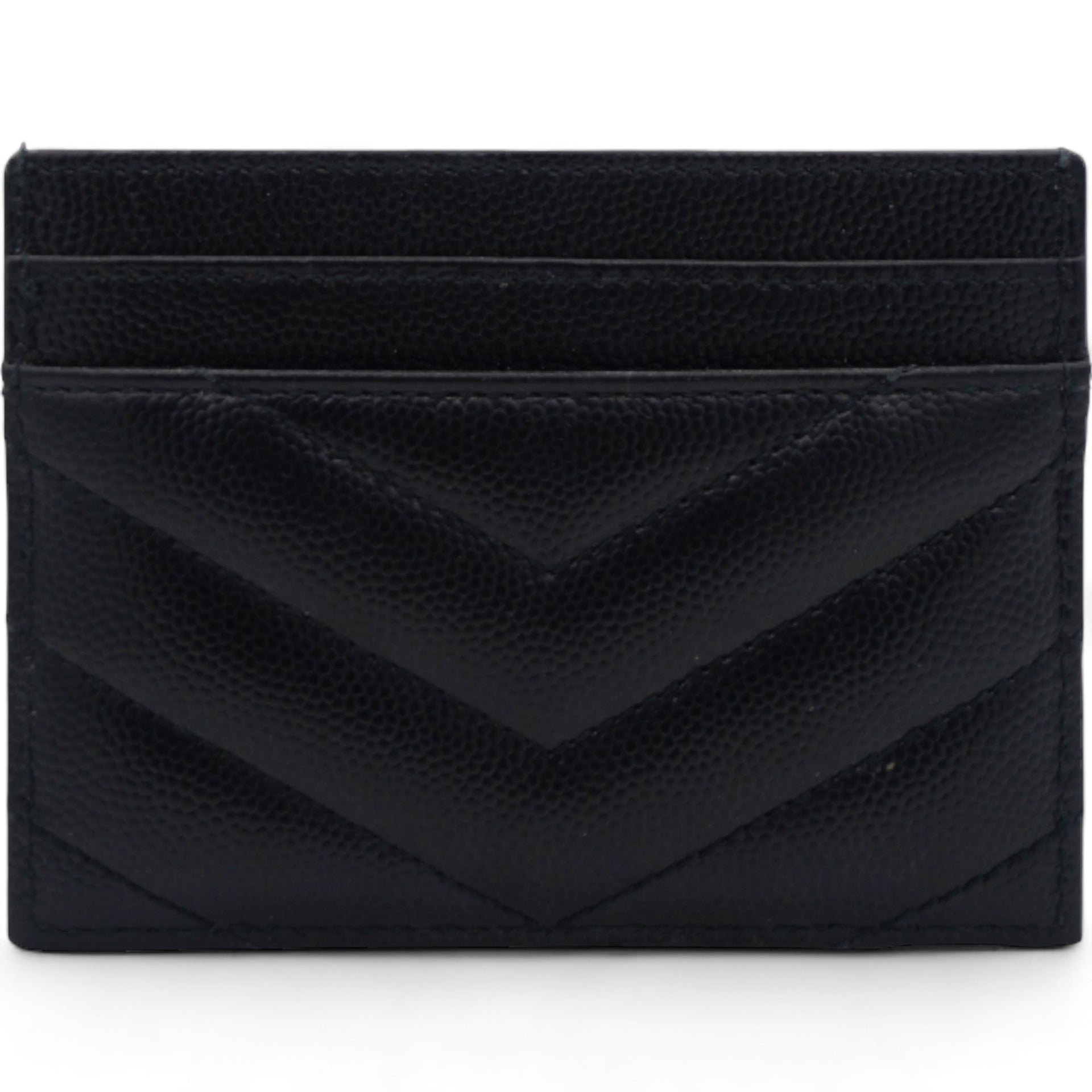 Grain De Poudre Matelasse Chevron Monogram Credit Card Case Black