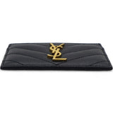 Grain De Poudre Matelasse Chevron Monogram Credit Card Case Black