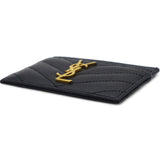 Grain De Poudre Matelasse Chevron Monogram Credit Card Case Black