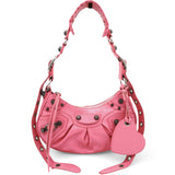 Extra Supple Crocodile Embossed Le Cagole XS Shoulder Bag Sweet Pink