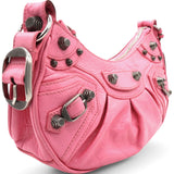 Extra Supple Crocodile Embossed Le Cagole XS Shoulder Bag Sweet Pink