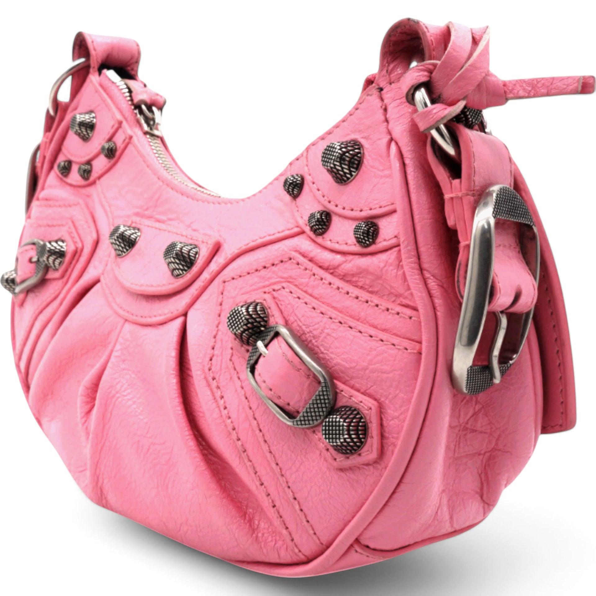 Extra Supple Crocodile Embossed Le Cagole XS Shoulder Bag Sweet Pink