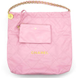 Shiny Quilted Chanel 22 Drawstring Bag Pink Large