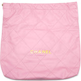 Shiny Quilted Chanel 22 Drawstring Bag Pink Large