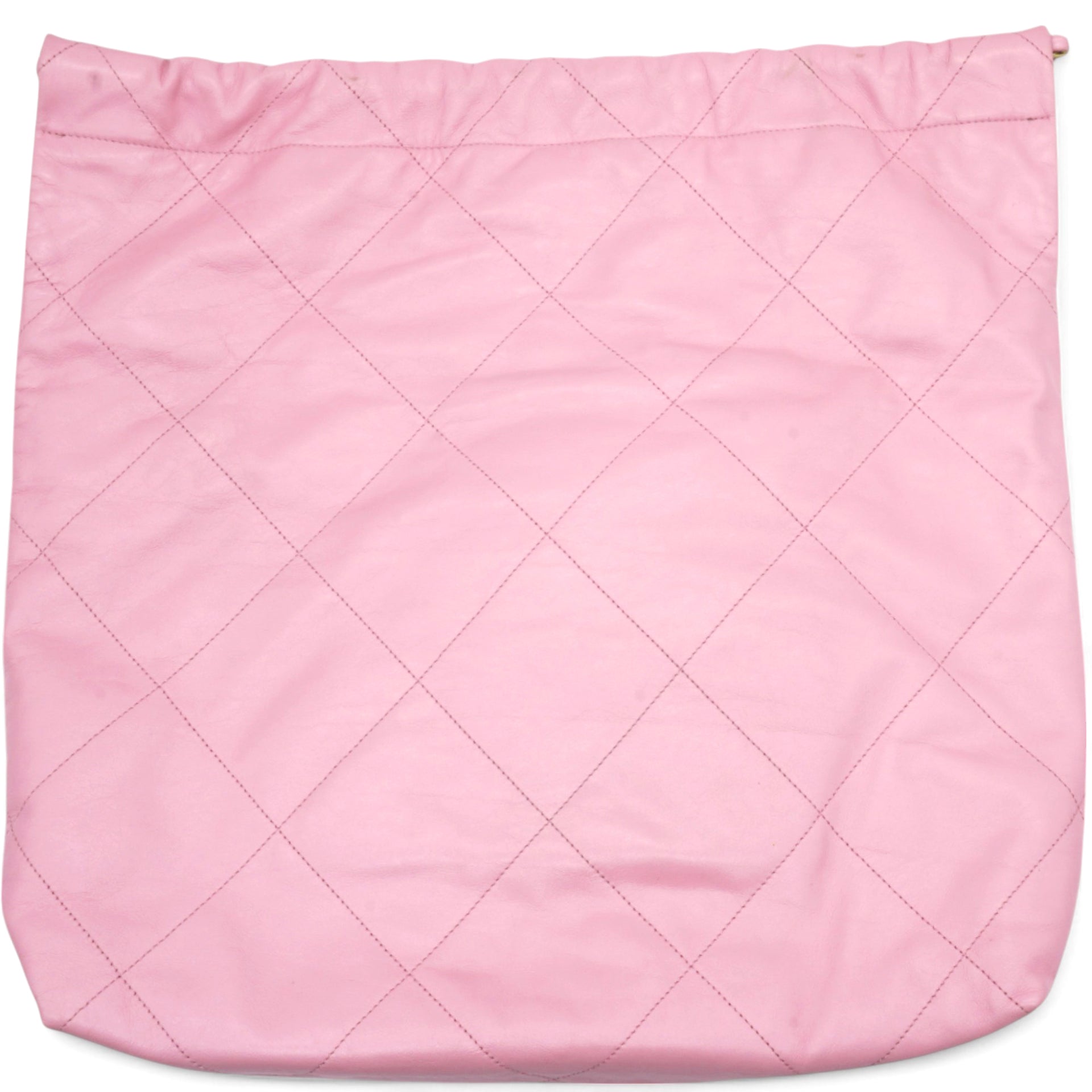 Shiny Quilted Chanel 22 Drawstring Bag Pink Large