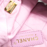 Shiny Quilted Chanel 22 Drawstring Bag Pink Large