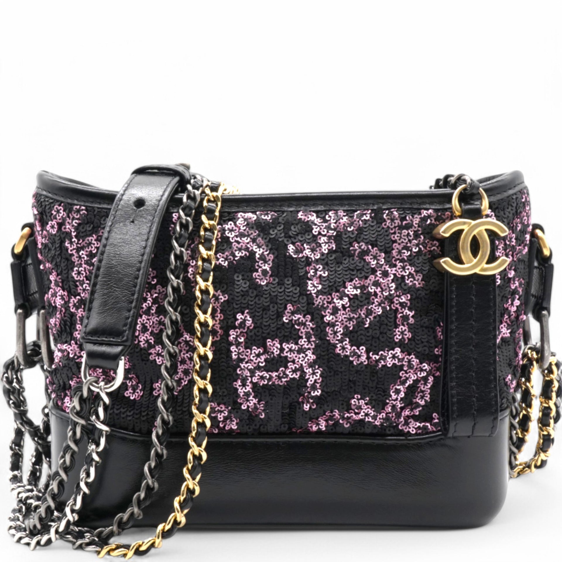 Sequin Small Gabrielle Hobo Black Gold