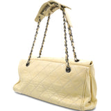 Yellow Leather Double Compartment Flap Shoulder Bag