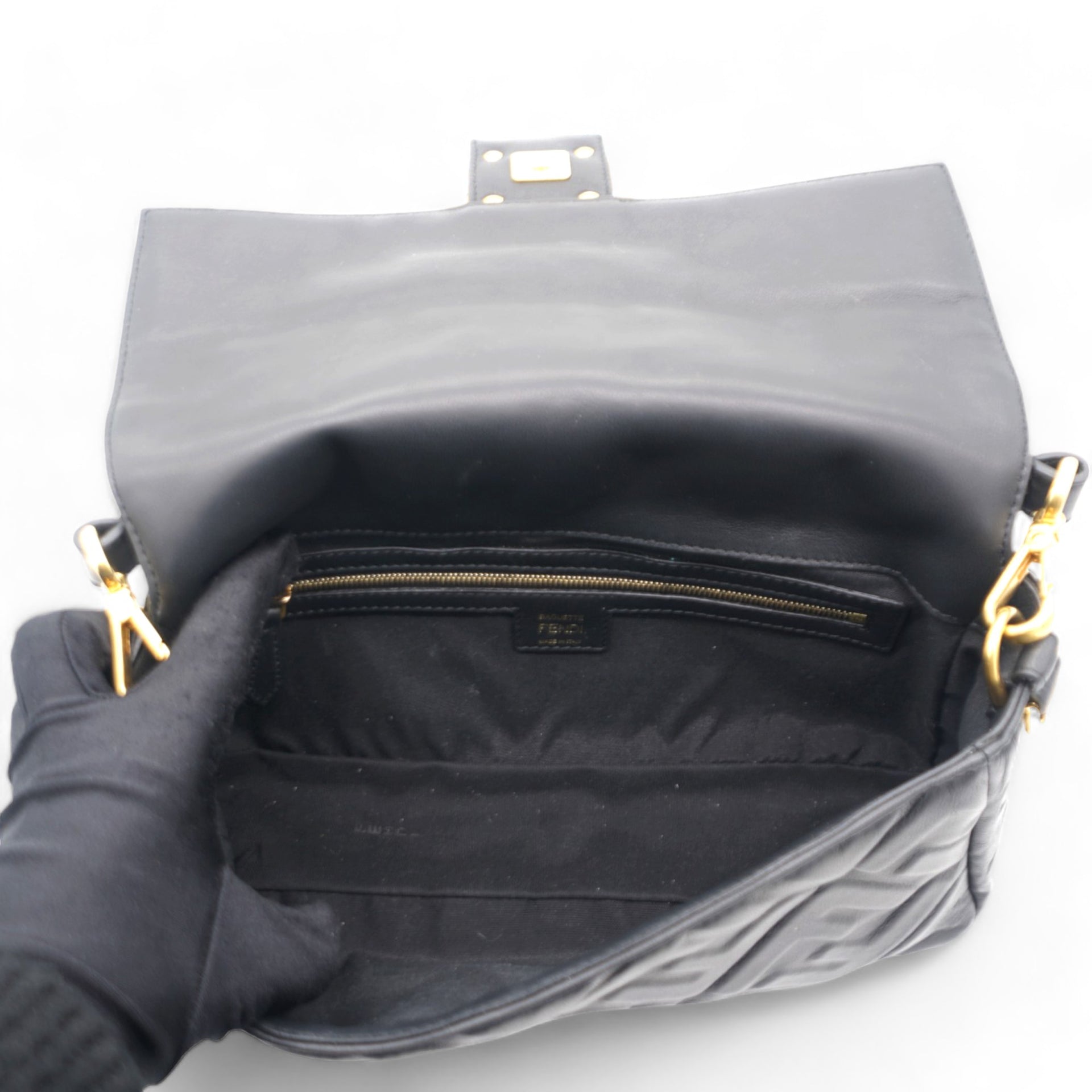 Nappa FF 1974 Embossed Baguette Black