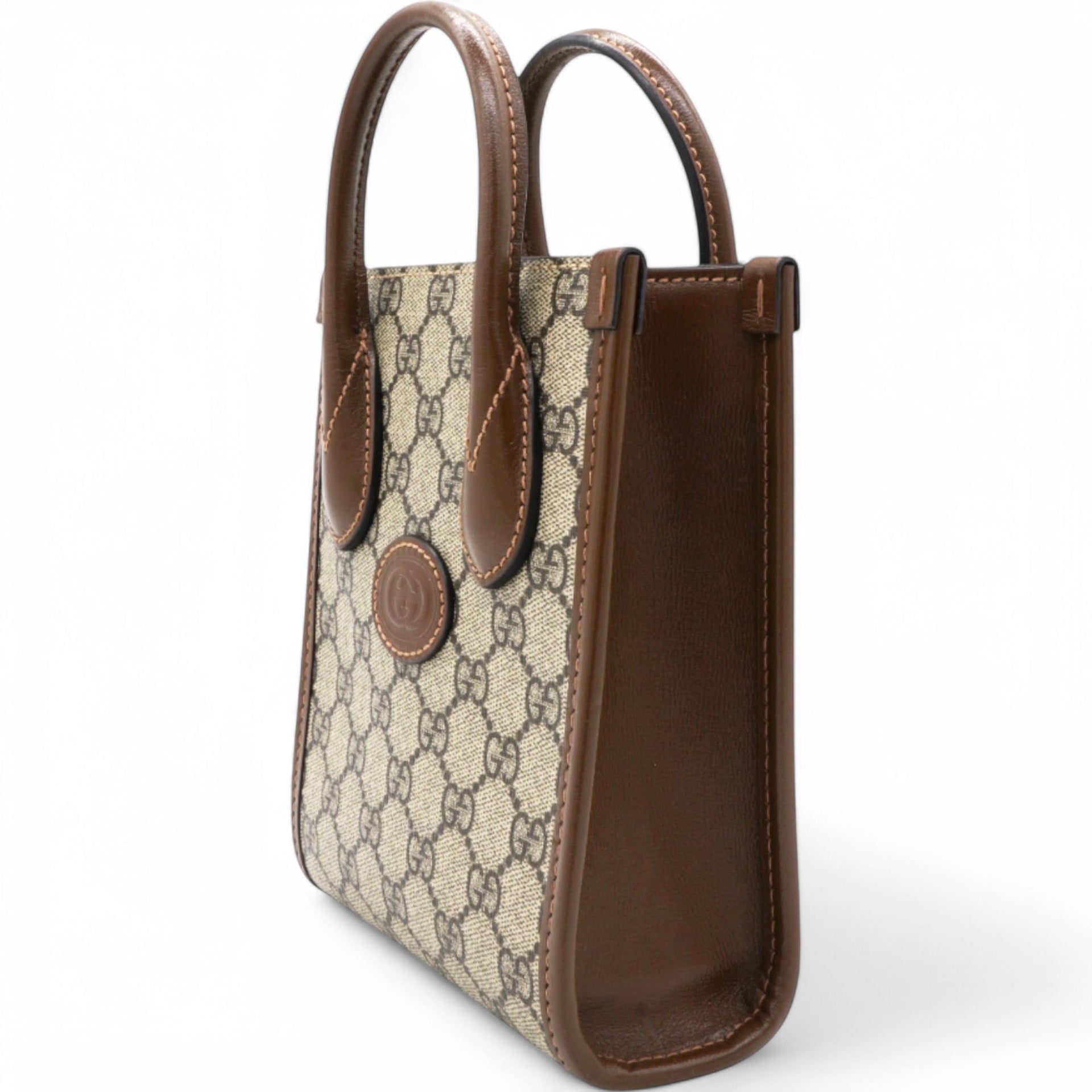 GG Supreme Monogram Azalea Mini Retro Interlocking G Tote Bag Beige Ebony Brown Sugar