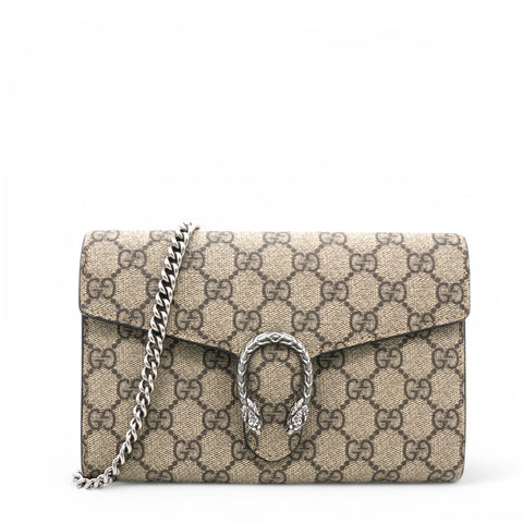 GG Supreme Monogram Mini Dionysus Chain Wallet Beige Taupe