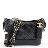 Aged Quilted Small Gabrielle Hobo Black