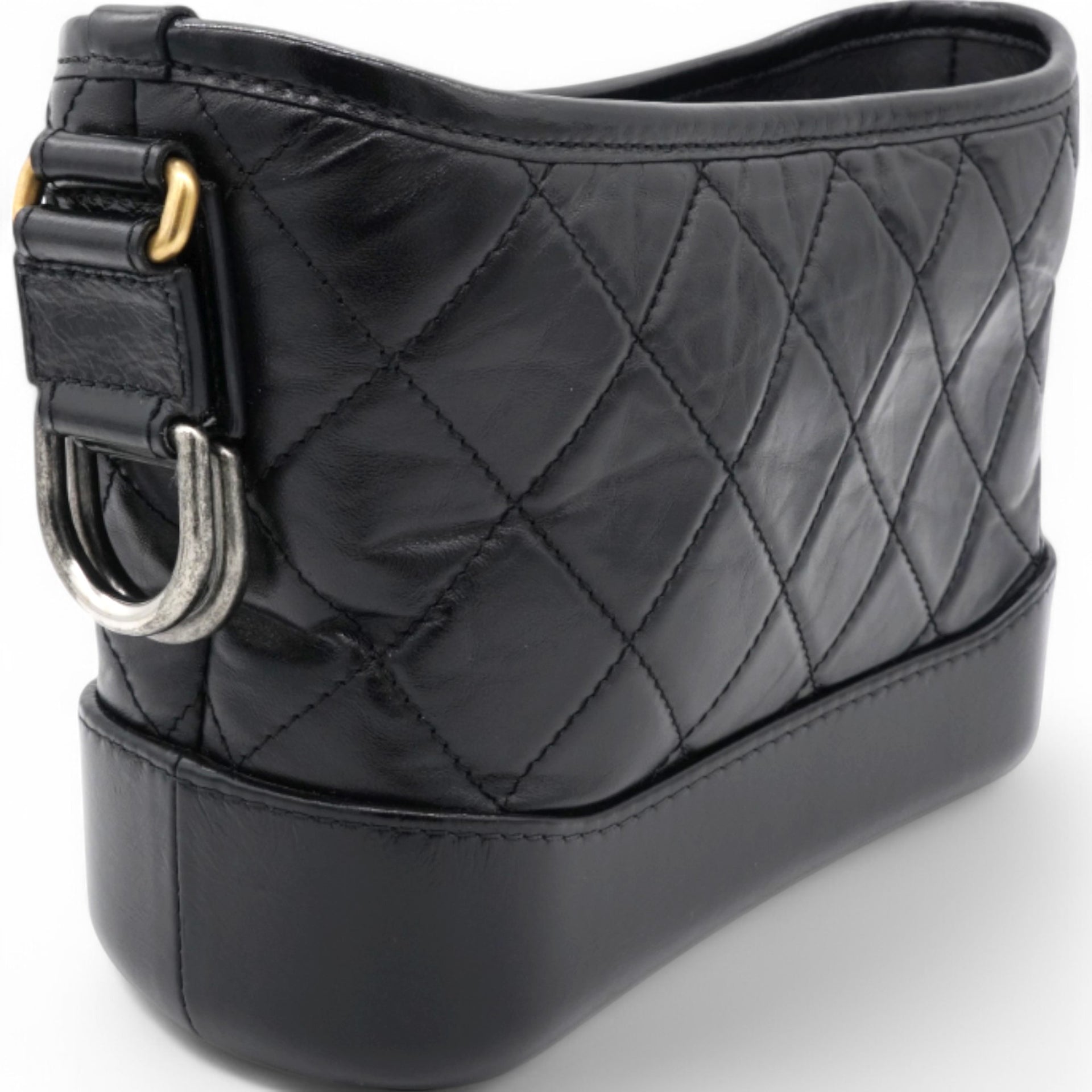 Aged Quilted Small Gabrielle Hobo Black