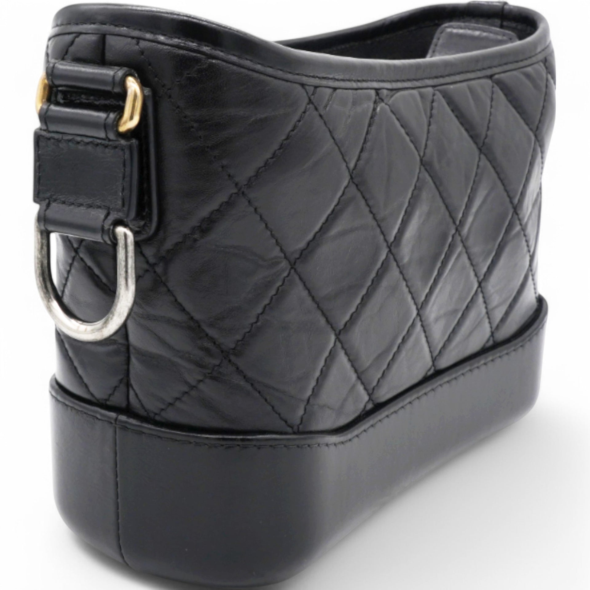 Aged Quilted Small Gabrielle Hobo Black