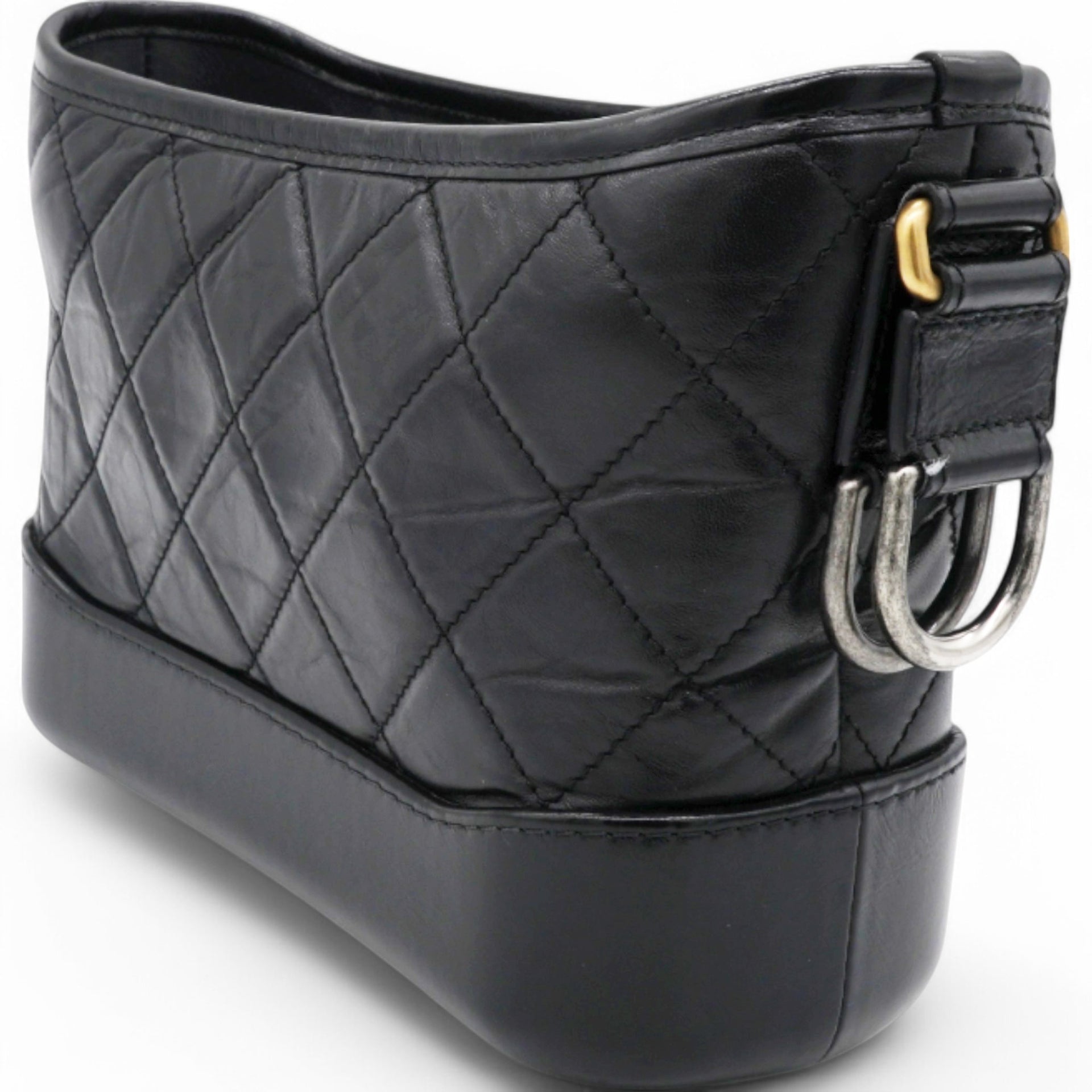 Aged Quilted Small Gabrielle Hobo Black