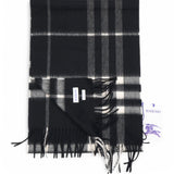 Check Cashmere Scarf Black White