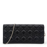 Lambskin Cannage Large Lady Dior Convertible Clutch Black