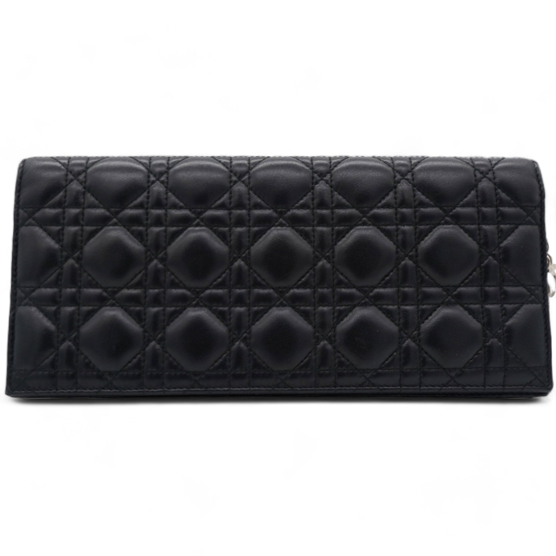 Lambskin Cannage Large Lady Dior Convertible Clutch Black