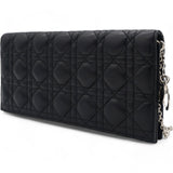 Lambskin Cannage Large Lady Dior Convertible Clutch Black