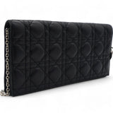 Lambskin Cannage Large Lady Dior Convertible Clutch Black