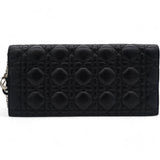 Lambskin Cannage Large Lady Dior Convertible Clutch Black