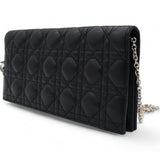 Lambskin Cannage Large Lady Dior Convertible Clutch Black