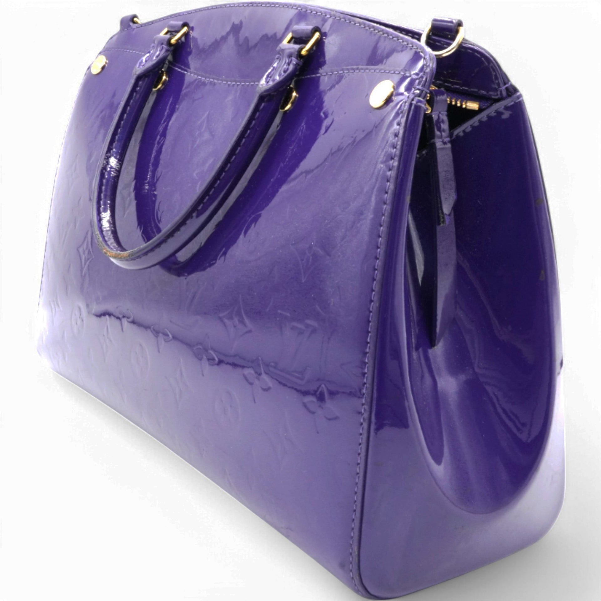 Alma Bag In Purple Embossed Monogram Patent Leather